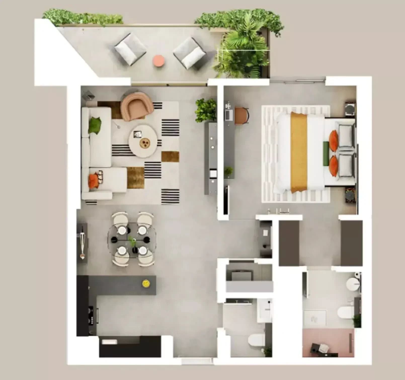 Magenta Tower at Rise by Athlon — 1 Bedroom Apartment floor plan